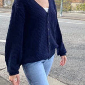 Amber Cotton Cable Knit Cardigan Oversized Fit NWT